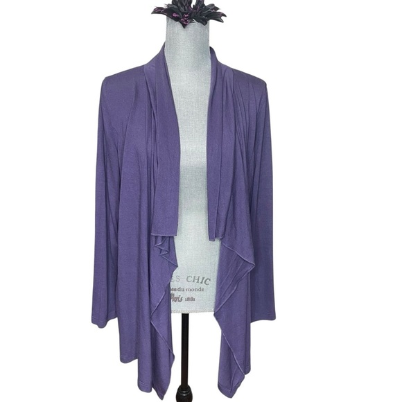 Coldwater Creek Open Front Waterfall Top Hi-Low Hem Periwinkle Purple Sz XS - Picture 1 of 10
